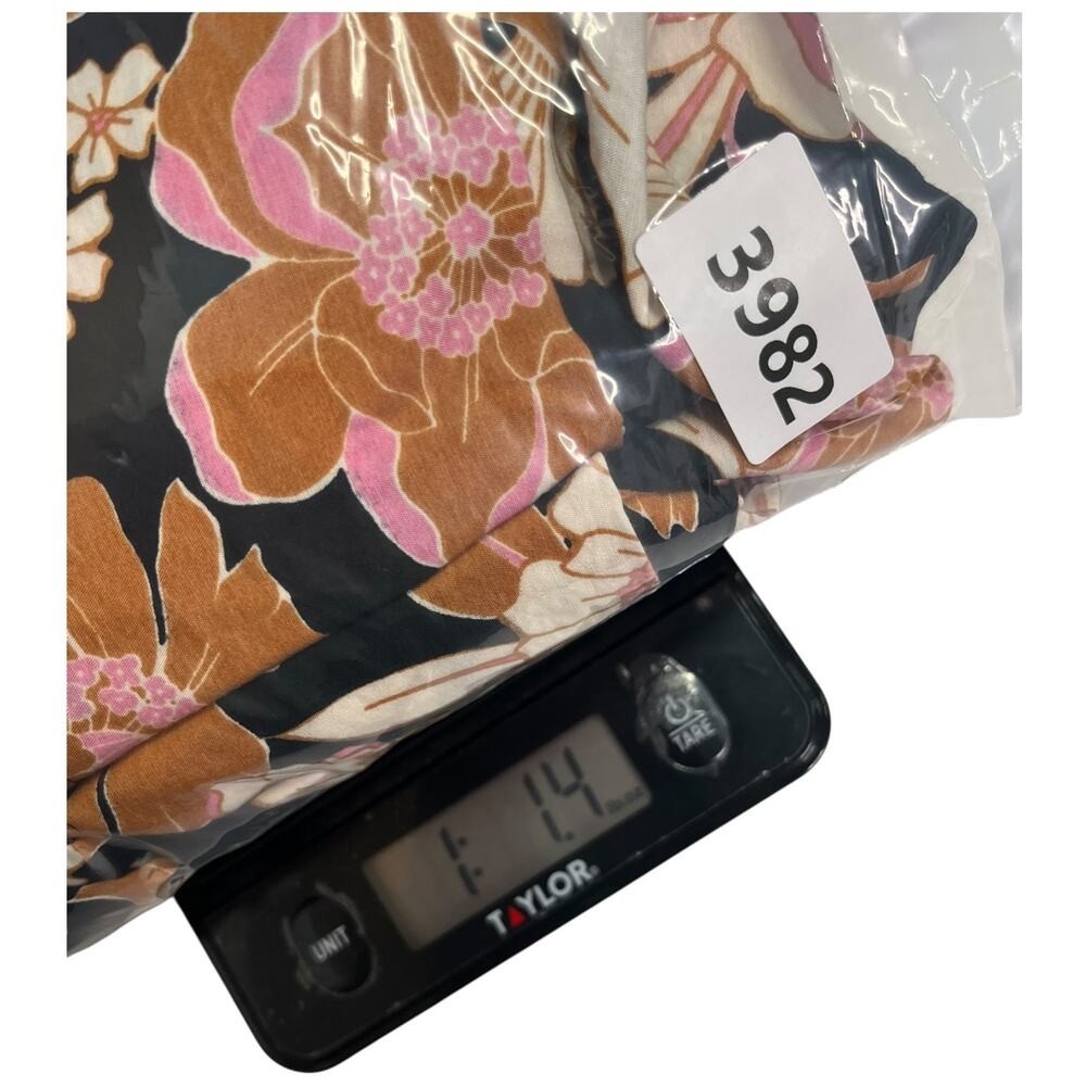New Bohme Womens Medium Black Orange Floral Midi Dress Boho Belted Flowy Beachy - Picture 12 of 12
